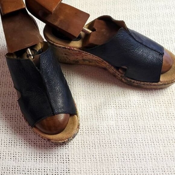 B.O.C. Born Concepts Black 3" inch Cork Floral Wedge Heel Sz. 10 Sandals - Picture 9 of 14